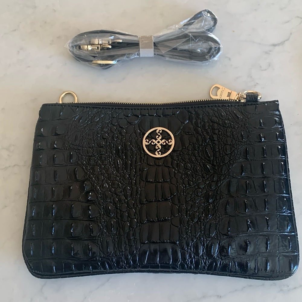 STAUER black alligator / crocodile finish purse handbag